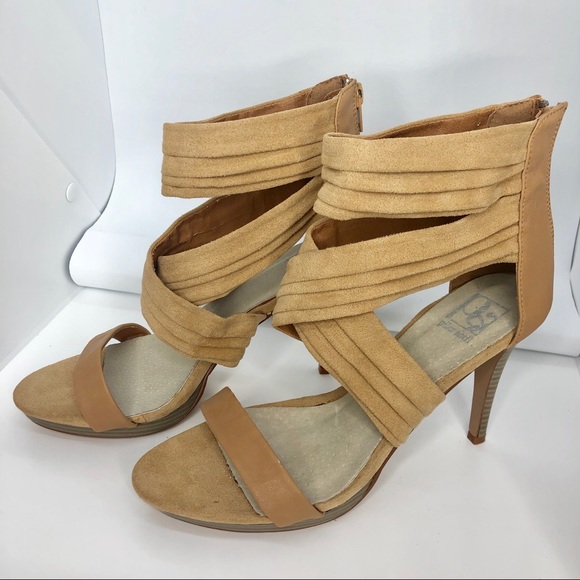 🌵Pilar Abril Tan Wrap Style Zip Back Heels 8 1/2 - Picture 1 of 8